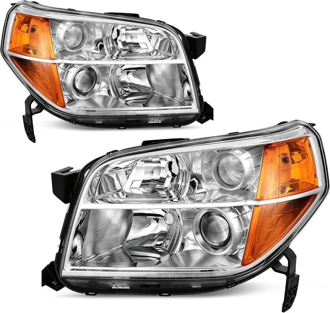 AUTOSAVER88 Headlights Assembly Headlamps Compatible with 2006 2007 2008 Pilot 06 07 08 Passenger and Driver Side Chrome Housing Amber Reflector