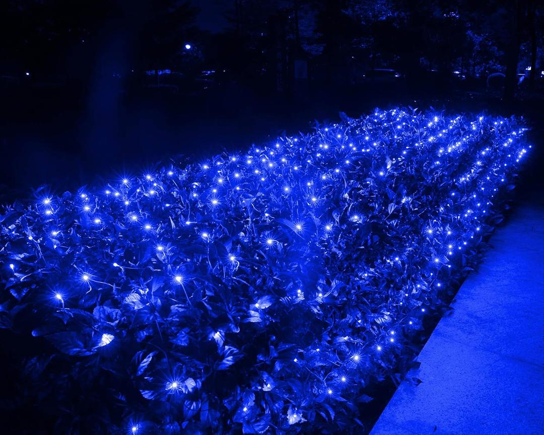 Joomer Christmas Net Lights - 2PACK 12FT x 5FT 360 LED Plug-in Mesh Lights, Waterproof with 8 Modes, Timer, Connectable for Bushes, Trees, Garden, Outdoor Christmas Decor (Green Wire, Blue)