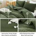 AveLom Dark Olive Green Seersucker King Comforter Set (104x90 inches), 3 Pieces-100% Soft Washed Microfiber Lightweight Comforter with 2 Pillowcases, All Season Down Alternative Bedding Set