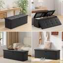 ENGPOW Storage Ottoman, Fireproof Folding Bench with Lock(15x 43x15), Water-Resistant Heat Insulation Large Storage Chest with Handles2 Extra Boxes Safe for Living Room, Bedroom, Home, Black
