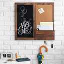 MyGift Rustic Dark Brown Wood Wall-Mounted Chalkboard with Cork Board, Mail Sorter, & Key Hooks