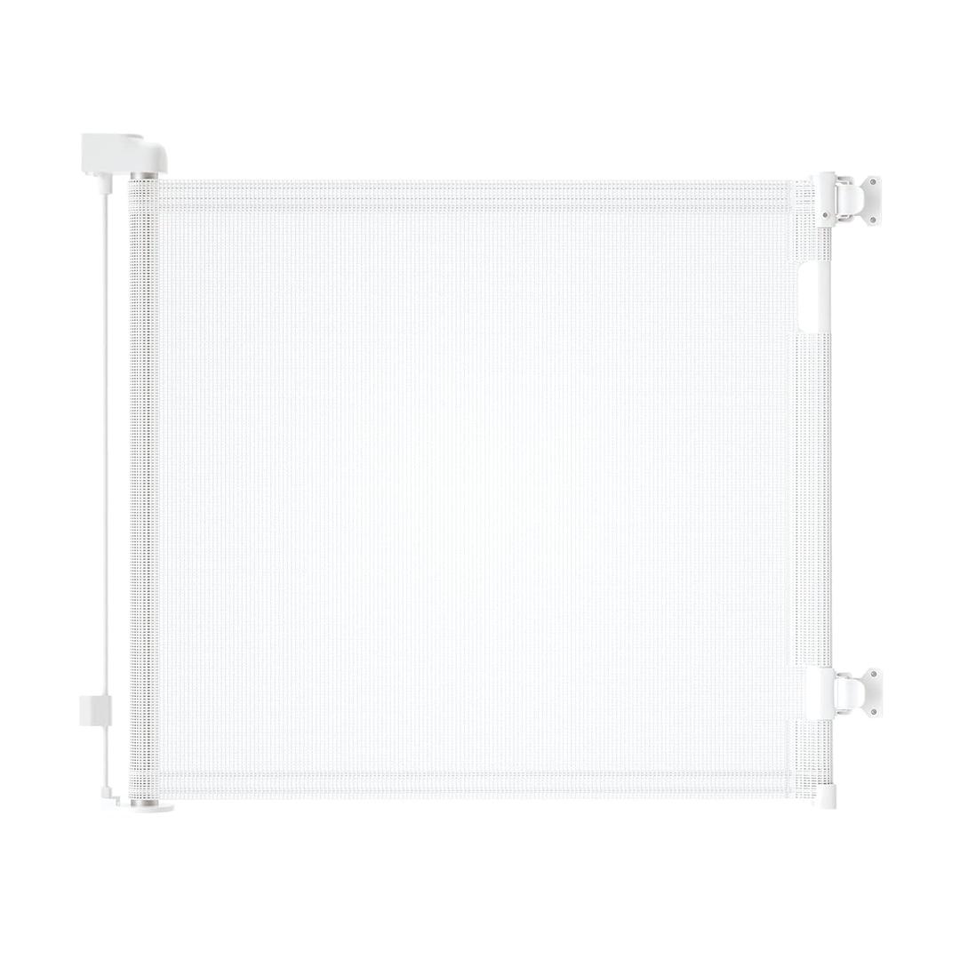 Retractable Baby Gate for Stairs  33 Height, Expands up to 71 Width  Safety Gate for Infants, Toddlers, Dogs & Pets  Easy Install, Secure Closure, White Mesh Design for Indoor & Outdoor Use