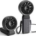JISULIFE Handheld Fan Life7  Ultimate Flexibility: High-Power Motor, LED Display, 19.5 Hrs Cooling, 5000mAh Rechargeable, 5-Speed, Foldable Design, 3-IN-1 Portable Fan for Travel Cruise Beach(Black)