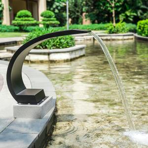 Swimming Pool & Garden Cascade Waterfall 304 Stainless Steel Fountain, Outdoor Spray Water Curtain for Pond, SPA, Garden Decoration (Black Powder Coated)