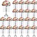 Unittype 20 Pcs Wedding Centerpieces for Tables 13 Inch Tall Crystal Flower Stand Floral Vases for Tabletop Flower Arrangement Stand Anniversary Baptism Party Reception Mother's Day Decor (Silver)