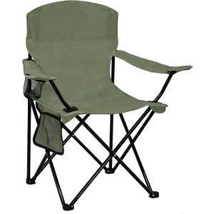 Folding Camping Chair with Cup Holder & Side Storage Bag 300lbs Capacity Lightweight High Back Portable for Beach, Picnic, Sport, Green (1 Pack)