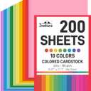 3 otters 200Sheets Construction Paper, Cardstock 8.27" x 11.7", 10 Assorted Colors Card Stock Printer Paper 65lb/180GSM, for Printing, DIY Crafts, Classroom Must Haves, Kids School Supplies, Party Dec