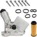 11428583895 Aluminium Engine Oil Cooler Filter Housing Assembly Compatible with 2016-2021 BMW 340i 440i 540d 540i 640i 740i M240i X3 X4 3.0L Replace# 11428511391