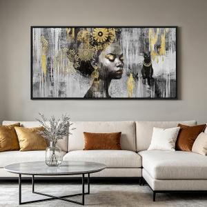 KLAKLA African American Wall art Black Living Room Wall Decor 20x40 Inches