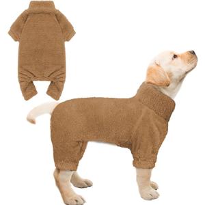 Fuzzy Pajamas Turtleneck Warm Soft Cozy Lightweight Dog Pjs Sweaters for Small Dogs (Coffee-S)