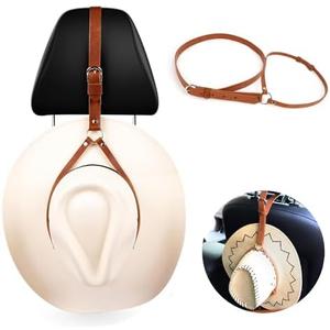 3 x HIASTRA Cowboy Hat Holder for Your Vehicle, Leather Cowboy Hat Mounts for truck, Cowboy Hat Rack for Pickup Truck Keep Your Hat Securely, Brown
