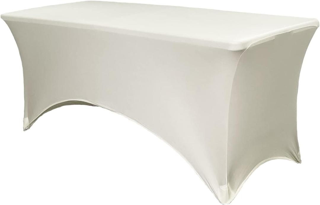 YOUR CHAIR COVERS Rectangular Spandex Table Covers 6ft Fitted Tablecloth Wedding Event Patio Decorations Elastic Fabric Stretch Tables Cover for 6 ft Folding Table (Ivory)
