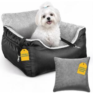 JOTADE Dog Car Seat for Small & Medium Dogs Washable & Reversible Pet Travel Booster Seat, Double Safety Leashes, Anti-Slip Design, Extra Cushion Cover, Easy Install Puppy Car seat up to 35 lbs