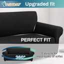 Asnomy Couch Covers for 3 Cushion Couch Sofa Pet Friendly, 3 Seater Sofa Cover Washable Slipcovers Protector Furniture Covers for Dogs Spandex Jacquard Fabric Small ChecksLargeBlack