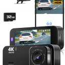 Dash Camera for Cars, 8K Ultra HD Dash Cam Front and Rear, Dash Cam with App Control, 32GB Card, Built-in Wi-Fi & GPS, 3.16”IPS Screen, 170°Wide Angle, WDR, Night Vision, 24H Parking Mode