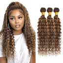 Brown Human Hair Bundles p427 Deep Wave Bundle 20 20 20 inch 27 Wet and Wavy Bundles Blonde and Brown Bundle