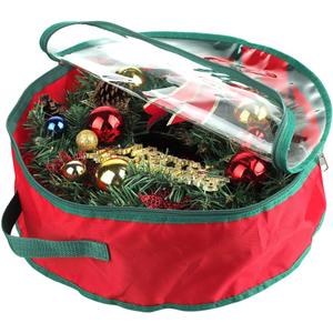 TITA-DONG 1Pcs Christmas Wreath Storage Bag,Portable Artificial Wreaths Organizer Container with Dual Zippered Transparent Window & Handles 20 Inch (16inch/1pcs)