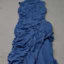 BEAGIMEG Women's Sexy Ruched Sleeveless Asymmetrical Ruffles Elegant Cocktail Evening Party Maxi Dress M