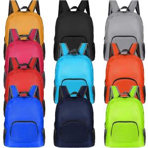 Sherr 10 Pack 17" Classic Backpacks in Bulk Foldable Lightweight Back Packs Basic Assorted Colorful Classic bags for Travel (Mixed Color)