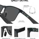 Carbon Fiber Polarized Sunglasses for Men Trendy Driving Sunglasses Shady Sun Glasses with UV Protection (Gunmetal Frame/Black Lens)