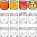 Lyellfe 12 Pack Wide Mouth Mason Jars, 16 Oz Short Glass Canning Jar with Airtight Lids, Food Safe Jam Spice Jar for Honey, Jelly, Wedding Favors, DIY Project, Dishwasher Safe