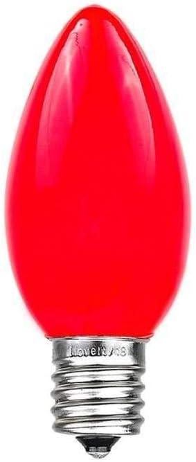 Novelty Lights Ceramic Christmas Replacement Bulbs - Outdoor Individual Bulbs for Events, Holiday Parties, Patios, and More - C7/E12 Candelabra Base, 5 Watt Lights (Red, 25 Pack)