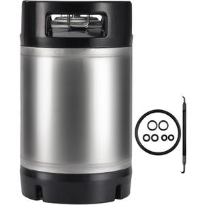 New 2.5 Gallon Ball Lock Keg Stainless Steel Beer Keg with Dual Rubber Handle Ball Lock Corny Keg Home Brew Keg