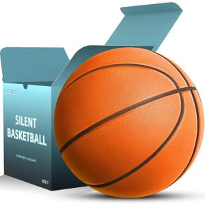 Silent Basketball Size 7 (29.5")  Grooved Airless Foam Indoor Basketball for Quiet Dribbling and Indoor Training, Pro PU Material  Achieve Real Feel Higher Bounce Quieter (Orange)