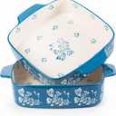 Wisenvoy 9x9 Baking Pan & Casserole Dish Set - 2-Piece Ceramic Square Bakeware (2-pcs Blue)