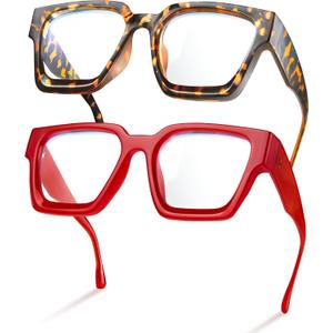 livho Oversized Eyewear Frame for Woman and Men - Rectangle Fashion Glasses for Computer, Chic Preppy Frame
