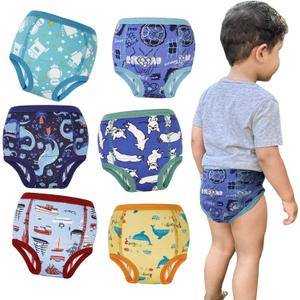 MooMoo Baby Absorbent Potty Training Underwear 6 Packs Cotton Training Pants for Boys and Girls 2T-9T