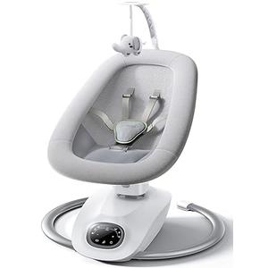 Momcozy CocoSway 3D-Motion Baby Swing for Infants to Toddlers, 6 Motion Modes & 4 Speeds, 180° Rotating Seat, Remote Control, Reclining Seat with 5-Point Harness, 8 Preset Lullabies, Grey