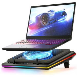 llano V12 Gaming Laptop Cooling Pad, RGB Laptop Cooler, Laptop Cooling Fan Stand with 5.5 Inch Powerful Turbofan, for 15.6-19in Laptop, Adjustable Speed, Dustproof, 3-Port USB Hub, Black (RGB)