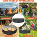 YSEJOMP 60 Inch Round Galvanized Fire Pit Ring/Fire Ring - Foldable and Perfect for Outdoor Gatherings and Campfires in The Yard/Garden/Park/Beach (Black+Gray, 5 FT Diameter+1 FT Tall)