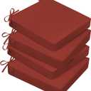 Basic Beyond Outdoor Chair Cushions for Patio Furniture, Waterproof Outdoor Seat Cushions Set of 4 18 x 18, Patio Chair Cushions Set of 4 with Ties and Handle, Brick Red