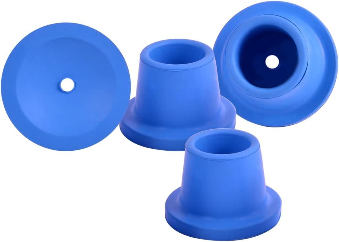 Replacement Feet for Shower Chair Bath Seat, Shower stools and Transfer Bench, Non-Skid Shower Bench and Tub Transfer Benches Rubber Suction Cup Feet, Metal Insert Reinforced (1-1/8" I.D, Blue)