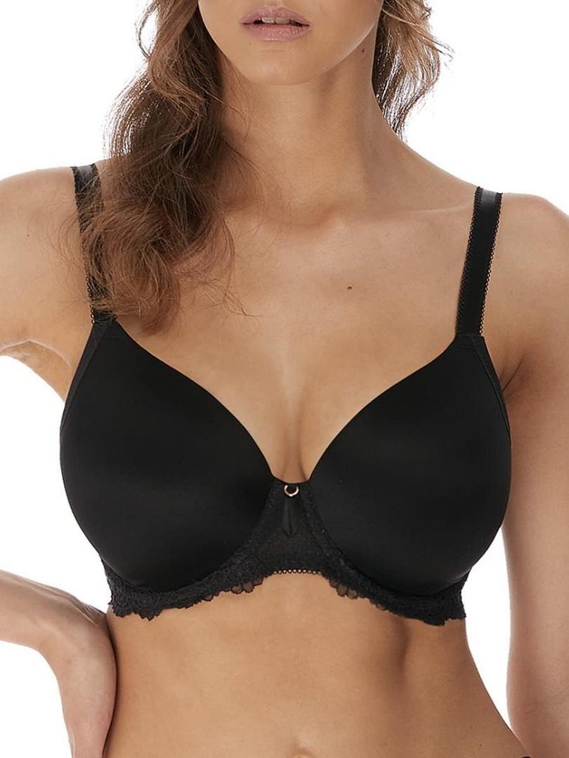 Freya Women's Expression Underwire Demi Plunge Molded T-Shirt Bra (Black, 28E US)