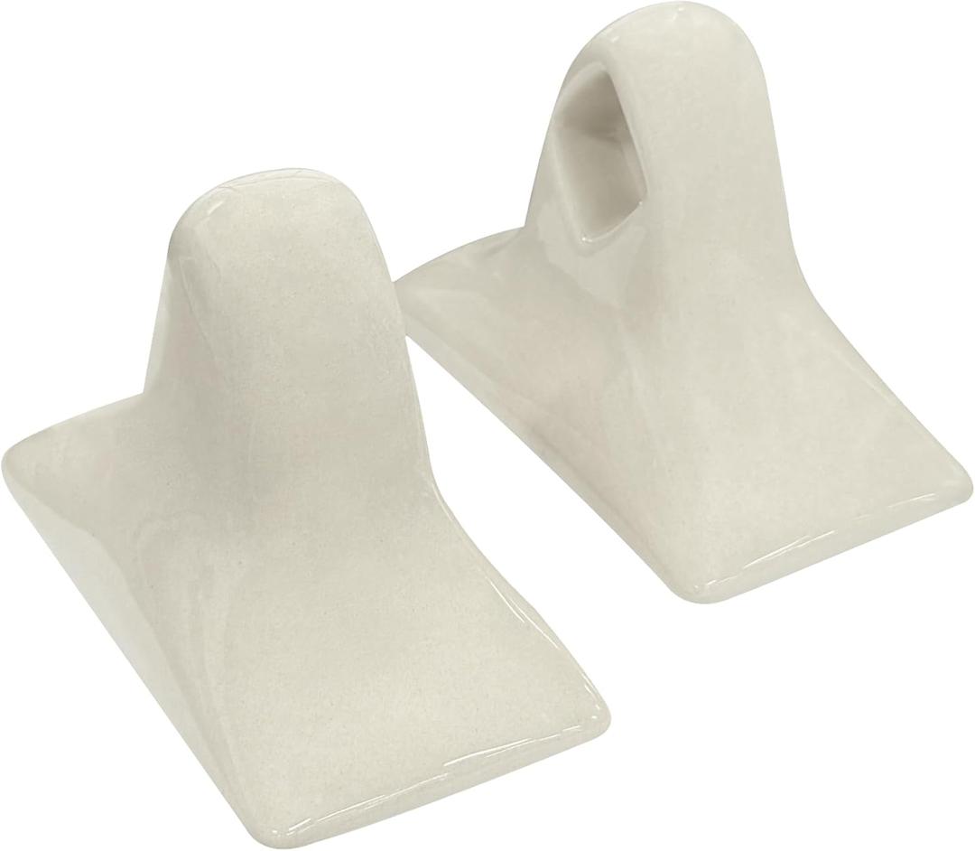 2 Pcs Beige Porcelain Bathroom Towel Bar Set Bracket Mid Century Modern Towel Bar Rod Rack Ceramic Tile Retro Towel Holder for Vintage Style Bathroom Accessories