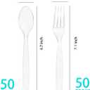MOACOCK 100 Count Plastic Silverware, Heavy Weight Plastic Forks Spoons Disposable Utensils Cutlery Set for Wedding Party Supplies Everyday Use