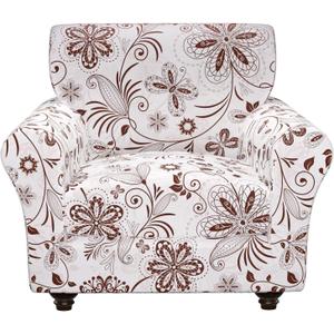 Stretch Couch Covers, Floral Printed Sofa Covers,2 Piece Armchair Slipcover with Separate Sect Cover,Washable Sofa Slipcover, Pet Friendly Furniture Protector Fit for Home (Armchair,White Texture)