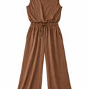 1 Piece for Women Summer Outfits Lounge Sets Sleeveless Tops Wide Legs Long Pants Tracksuits, Brown, Large