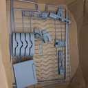 Simple Houseware Dish Drying Rack with Drainboard, Utensil Holder & Mug Hooks, Silver Metal Kitchen Counter Organizer