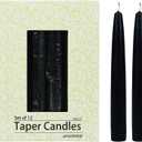 Zest Candle 12-Piece Taper Candles, 6-Inch, Black