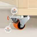 Caster Wheels, 2inch Casters Set of 4 Heavy Duty, Two-Wheeled Orange TPE Casters with Brake, Double-Wheeled Swivel Plate Locking Castor Wheels Widely Used in All Kinds of Furniture.(4 Pack)