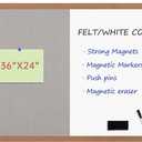 Grey Felt Bulletin/Dry Erase White Combo Board, 36" X 24 Combination Whiteboard/Bulletin Board, Pin Board with Natural Wood Frame