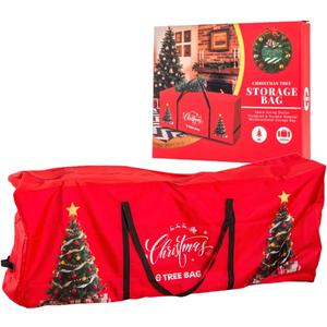 Christmas Tree Storage Bag 9 Ft Tall Tree Container,Waterproof, Equipped With Durable Handles & Zipper,Heavy Duty Oxford,Xmas Tree Storage Bag With Wide Opening Fits For Big Xmas Tree (Red)