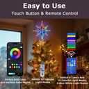 MEETYAMOR Smart Christmas Tree Topper, 13" 130 LEDs RGB Color Change Lighted 8-Point Star Tree Topper, App, Remote & Touch, USB Powered 3D Infinity Mirror Music Sync Treetop Decor for Xmas Party Gift