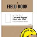 Elan Publishing Company Field Notebook/Pocket Journal - 3.5"x5.5" - Combination of Kraft, Black, Orange, Yellow - Dot Graph Memo Book - Pack of 5