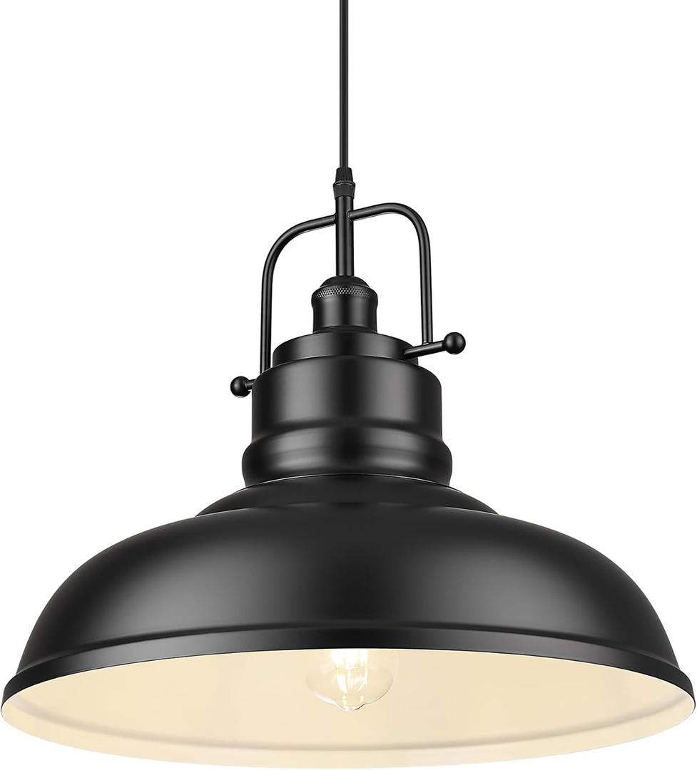 zeyu Modern Hanging Light Fixture, Kitchen Island Pendant Lights, 1-Light Adjustable Hanging Light, Matte Black Finish, 016-1M BK (Large, 1 Pack)