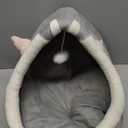 Covered Cat Bed, Orthopedic Memory Foam Cat Beds for Indoor Cats, Enclosed Cave Design with Washable Inner Cushion, Pink Cat Ears & Hanging Pom - Pom for Large Cats & Small Dogs